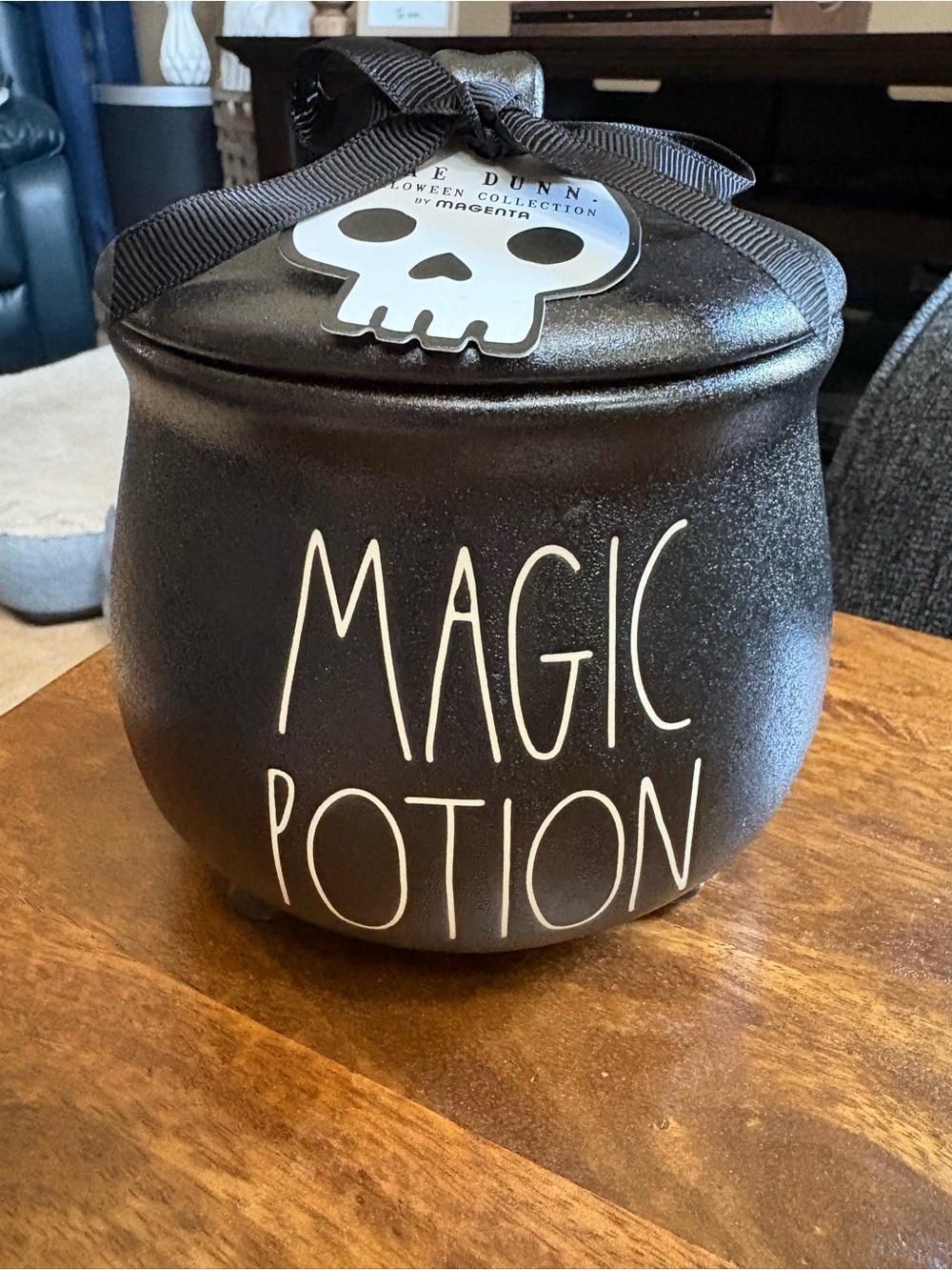 Rae Dunn Black 'Magic Potion' Ceramic Cauldron
